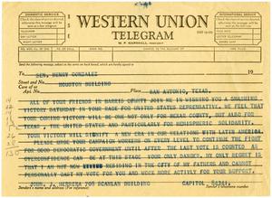 [Telegram from Henry Gonzalez to John J. Herrera]