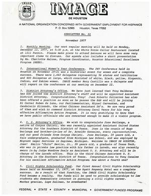 [IMAGE de Houston newsletter, number 11, November 1977]