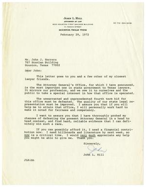 [Letter from John L. Hill to John J. Herrera - 1972-02-29]