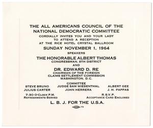 [Invitation from The All Americans Council of the National Democratic Committee to a reception]