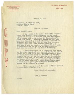 [Letter from John J. Herrera to C. V. Kern - 1950-01-05]