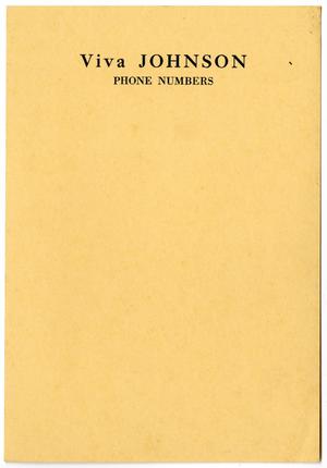 [Blank card for Viva Johnson phone numbers]