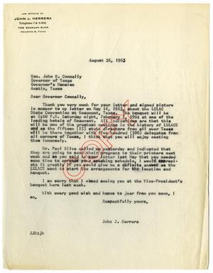 [Letter from John J. Herrera to John B. Connally - 1963-08-26]
