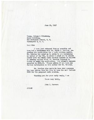[Letter from John J. Herrera to Vesey, Prince & Clineburg - 1947-06-26]