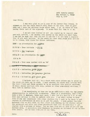[Letter from Charles L. Belfi to Felix H. Morales - 1947-07-04]