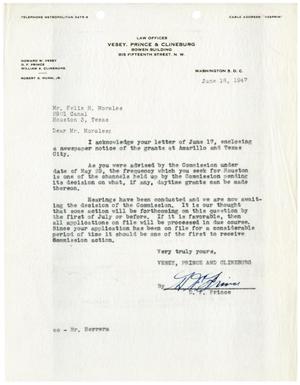 [Letter from D. F. Prince to Felix H. Morales - 1947-06-18]