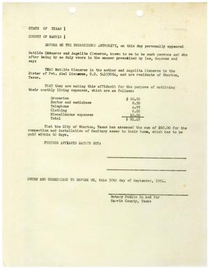 [Affidavit for Matilde and Angelita Cisneros' living expenses]