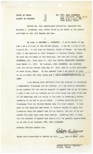 [Affidavit from Dolores L. Cisneros - 1954-09]