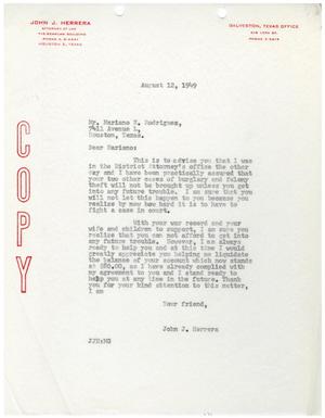 [Letter from John J. Herrera to Mariano N. Rodriguez - 1949-08-12]
