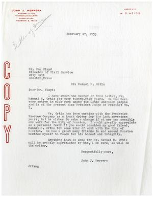 [Letter from John J. Herrera to Roy Floyd - 1953-02-17]