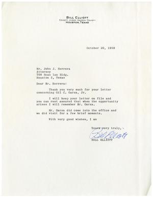 [Letter from Bill Elliott to John J. Herrera - 1959-10-20]