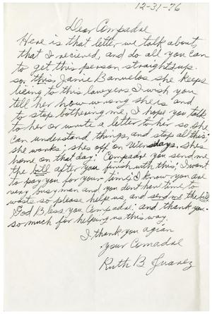 [Letter from Ruth B. Juarez to John J. Herrera - 1976-12-31]