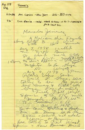 [Notes and draft of letter by John J. Herrera. August, 1978]