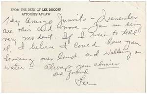 [Letter from Lee Ducoff to John J. Herrera]
