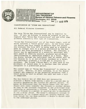 [Department of the Treasury, Bureau of Alcohol, Tobacco and Firearms Industry Circular, Number 79-10, August 7, 1979]
