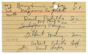 [Handwritten notecard listing Texas City LULAC Council members]
