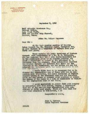 [Letter from John J. Herrera to Holger Jeppesen - 1948-09-08]