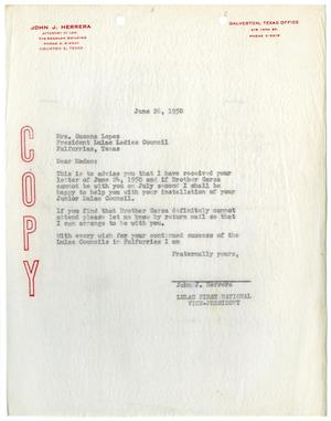 [Letter from John J. Herrera to Susan Lopez - 1950-06-26]