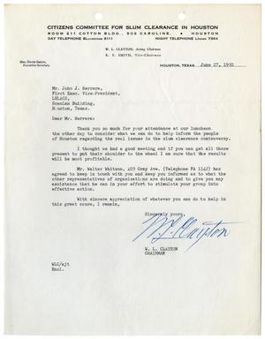 [Letter from W. L. Clayton to John J. Herrera - 1950-06-27]