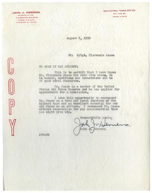 [Letter from John J. Herrera - 1950-08-08]
