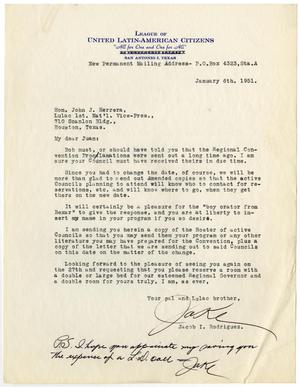 [Letter from Jacob I. Rodriguez to John J. Herrera - 1951-01-06]