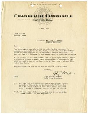 [Letter from Floyd Martin to John J. Herrera - 1951-04-09]