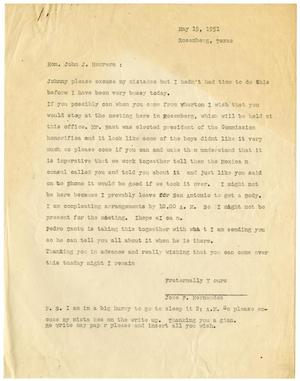[Letter from Jose F. Hernandez to John J. Herrera - 1951-05-15]