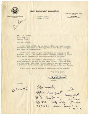 [Letter from J. R. Means to A. W. Schild - 1951-08-10]
