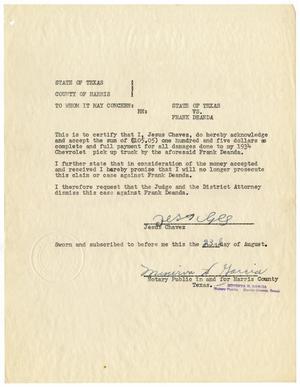 [Notarized statement from Jesus Chavez, State of Texas vs. Frank Deanda]