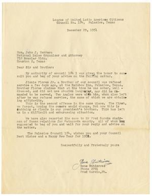 [Letter from Gene Gutierrez to John J. Herrera - 1951-12-29]