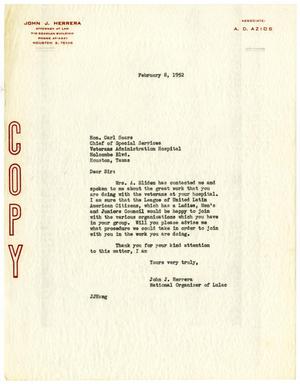 [Letter from John J. Herrera to Carl Sears - 1952-02-08]