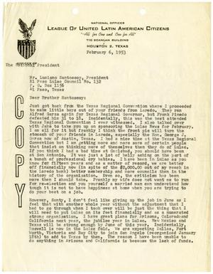 [Letter from John J. Herrera to Luciano Santoscoy - 1953-02-06]