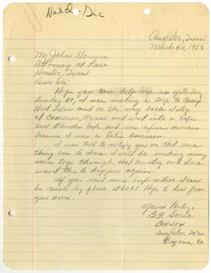 [Letter from G. F. Soria to John Herrera - 1953-03-30]