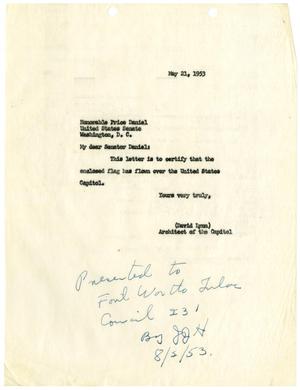 [Letter from David Lynn to Price Daniel - 1953-05-21]