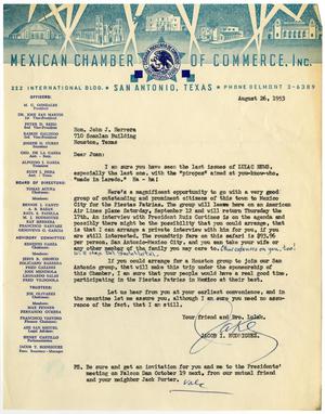 [Letter from Jacob I. Rodriguez to John J. Herrera - 1953-08-26]