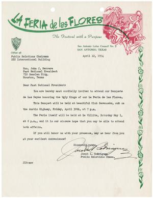 [Letter from Jacob I. Rodriguez to John J. Herrera - 1954-04-12]