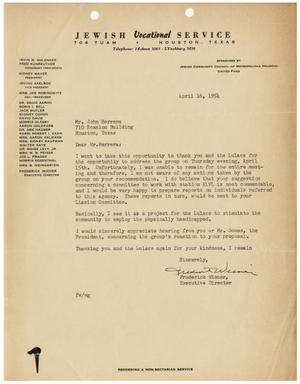 [Letter from Frederick Wiener to John J. Herrera - 1954-04-16]