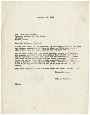 [Letter from John J. Herrera to John Ben Shepperd - 1954-10-29]