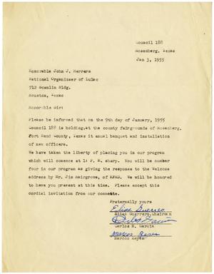 [Letter from Council 188 from Rosenberg, Texas to John J. Herrera - 1955-01-03]
