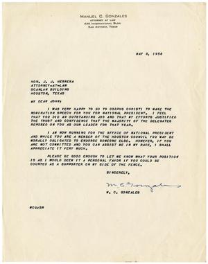 [Letter from M. C. Gonzalez to John J. Herrera - 1956-05-09]