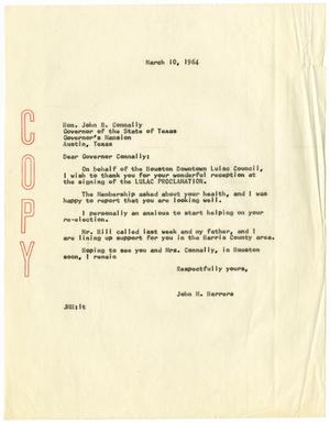 [Letter from John M. Herrera to John B. Connally - 1964-03-10]