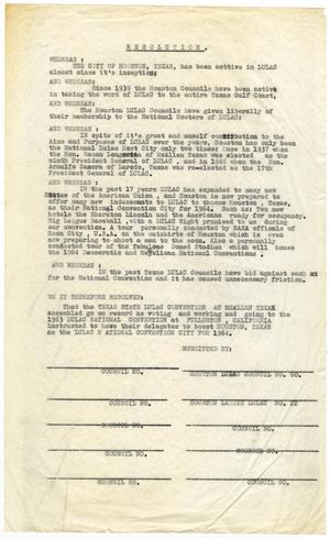 [Houston and Texas LULAC councils resolution - 1964]