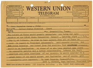 [Telegram from John J. Herrera to Reynaldo Garza]