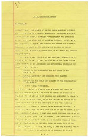 [Final draft of speech by John J. Herrera for the 48th National Convention of LULAC - 1977]