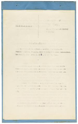 [Resolution in Memory of The Honorable Dr. George Isadore Sanchez Y Sanchez by the Austin LULAC Council - 1972-04-05]