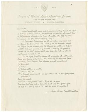 [Letter from Angel Abitua to all LULAC Council Number Sixty members]