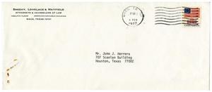 [Envelope from Sheehy, Lovelace and Mayfield to John J. Herrera -1977-02-08]