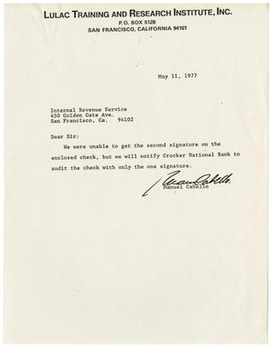 [Letter from Manuel Cabello to Internal Revenue Service - 1977-05-11]