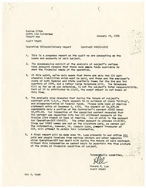 [Operation SER-preliminary report - 1976-01-19]