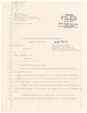 [Application for Order, Velez vs Herrera, et al. - 1977-09-08]